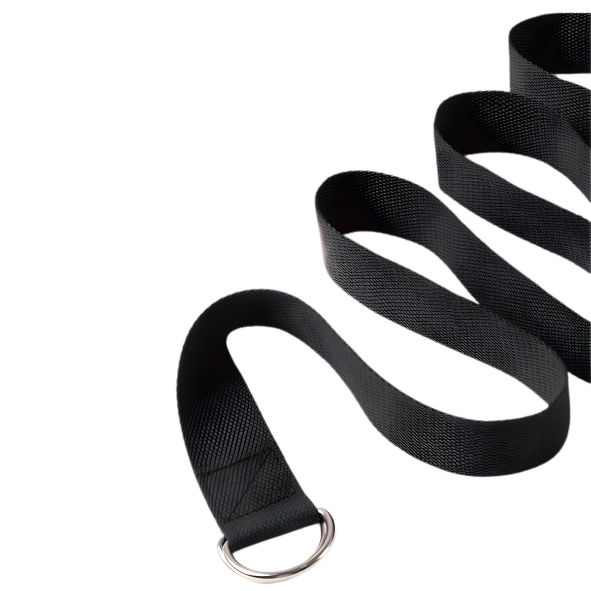 Yoga stretching belt with multiple hand loops for mobility exercises