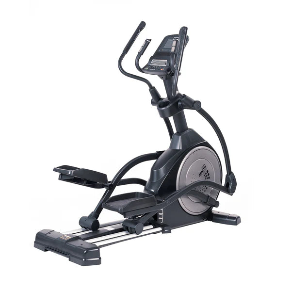 Commercial-grade elliptical trainer with heavy-duty steel frame
