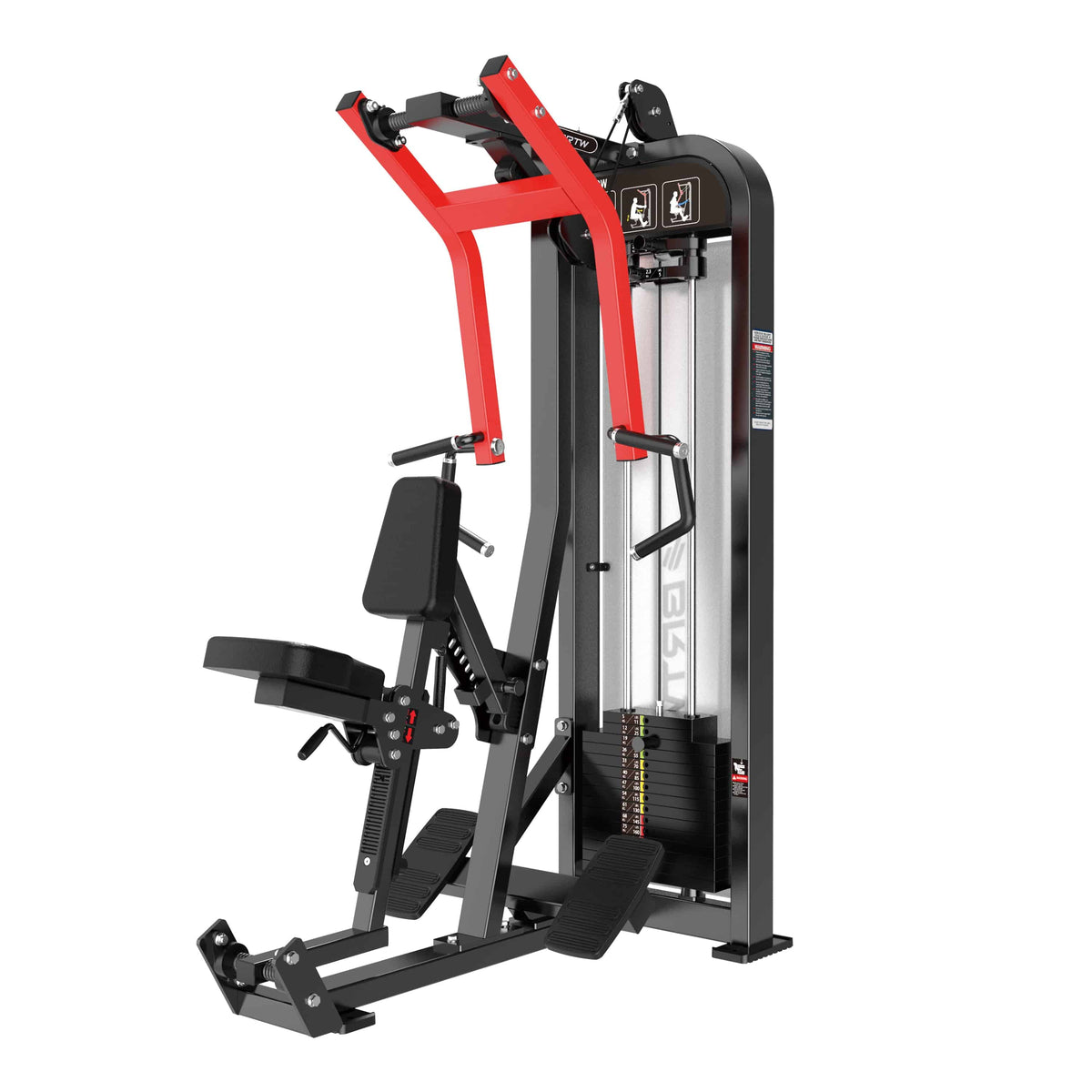 Reload Pin Loaded Inverted Row Machine HS-X Series - matte black frame with red upholstery, chest-supported low row station