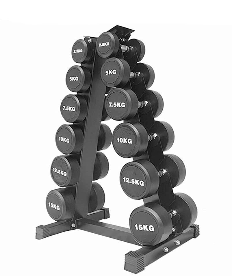 2.5kg - 15kg rubber dumbbell set with rack for strength training