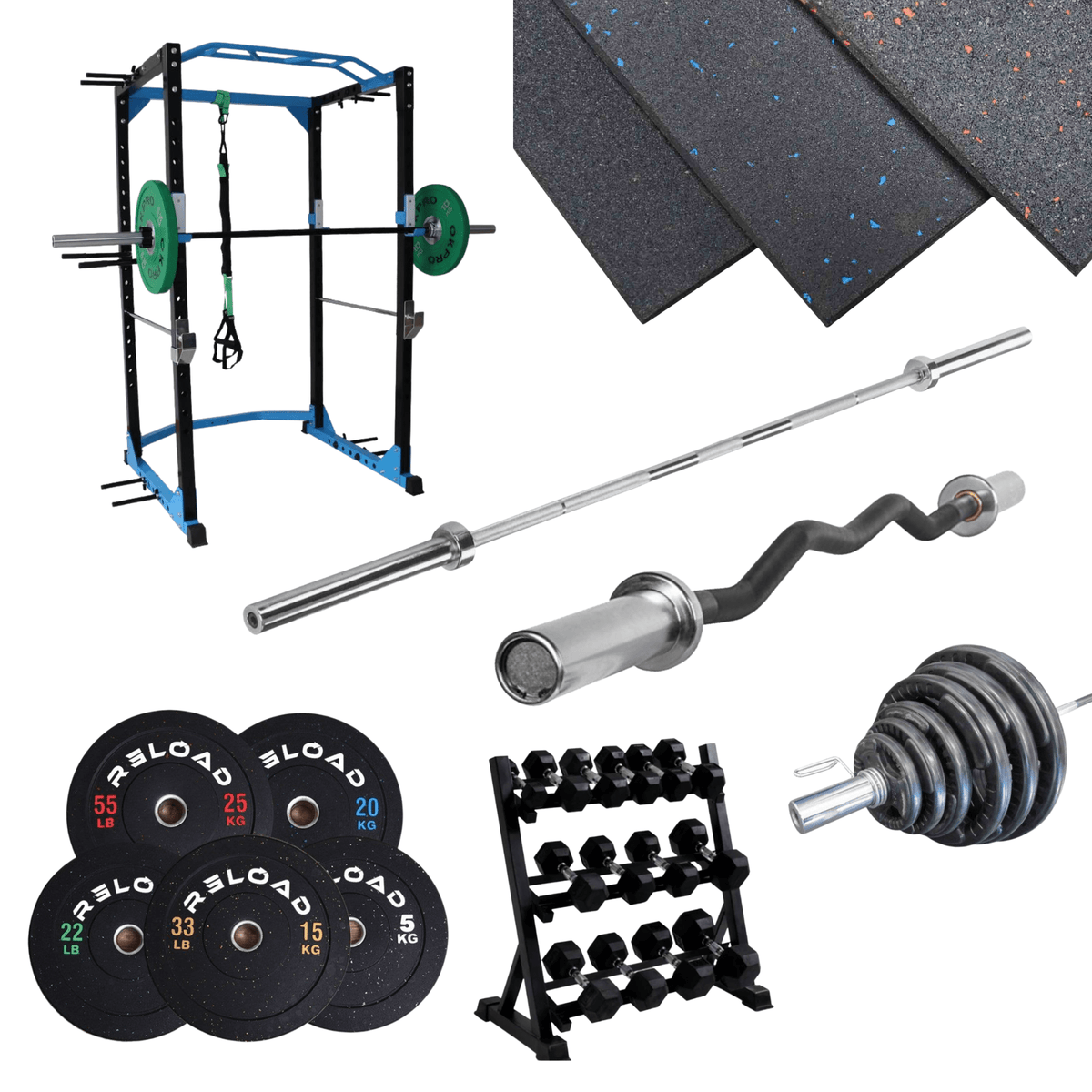Power Cage & Bumper Plate Garage / Home Gym Bundle