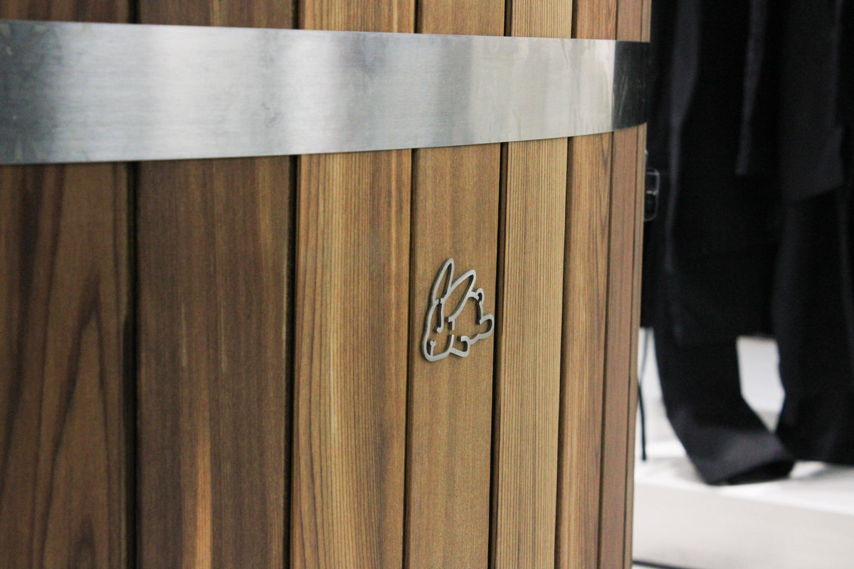 Chill Bunny Ice Bath stainless steel cold plunge tub with cedar cladding