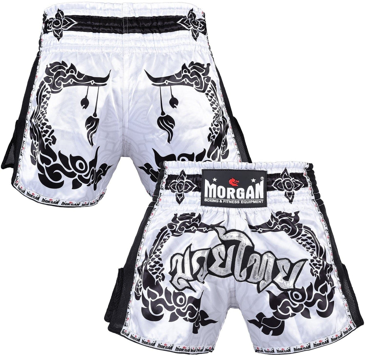Morgan White Dragon Muay Thai Shorts - Fitness Hero