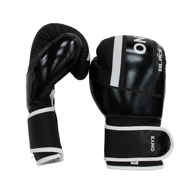 onyx boxing gloves black white trim training and sparring