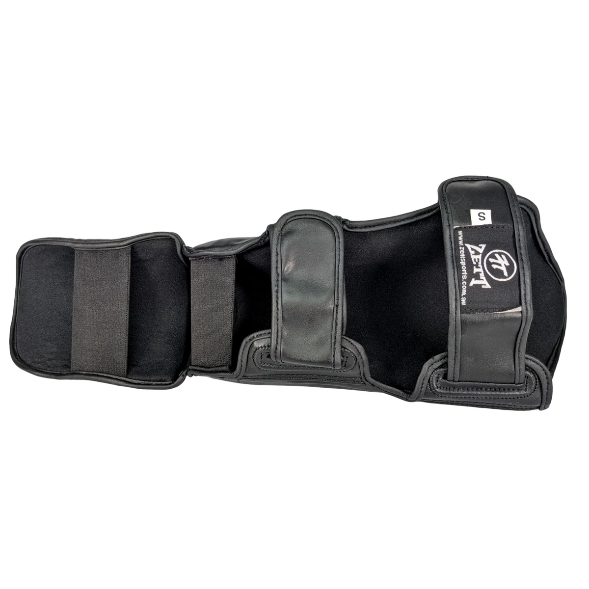 Zett Pro kickboxing shin insteps in black, view 2