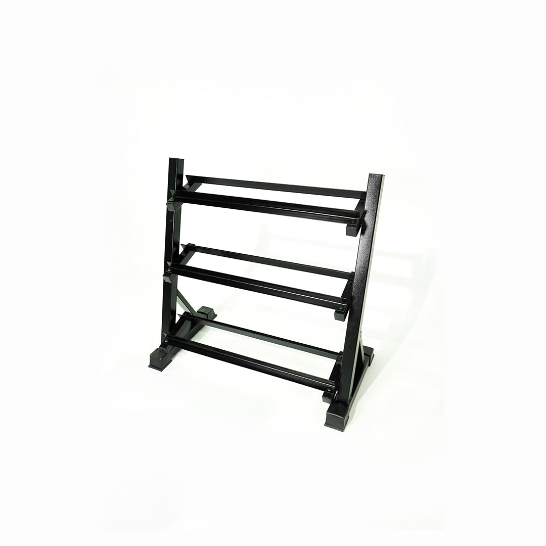 The Fitness Hero 3 Tier Dumbbell Rack is perfect for keeping all your dumbbells in one place, this 9-10 pair dumbbell rack helps save space and keeps your gym area tidy! Our Dumbbell Rack can comfortably fit 3 pairs of small Hex Dumbbells per tier or 2 pairs of heavier Hex Dumbbells.