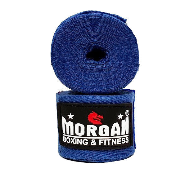 Fitness Hero offers the Morgan cotton hand wraps. These cotton hand wraps offer enhanced thickness. They measures 4 metres in length so you can completely wrap your wrists, hands, and knuckles for maximum support and protection without being bulky underneath the gloves. available in four colours. This is the blue option