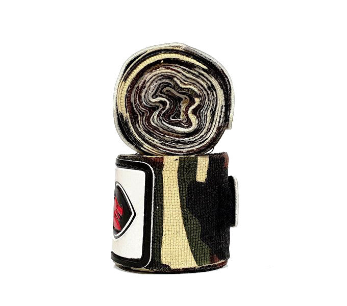 Fitness Hero offer the Morgan Camo Style Elastic Hand Wraps. These camo hand wraps provide you with an enhanced-thickness material. It is a must-have kit for boxing under gloves in contact and sports training. Easy to roll away for quick application and storage. Available in 3 camo colours