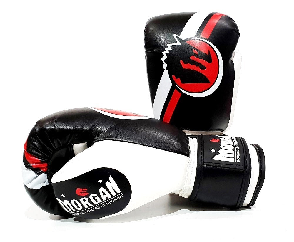 Kids boxing gloves by Morgan Sports. Available in 2 sizes and 3 colours
