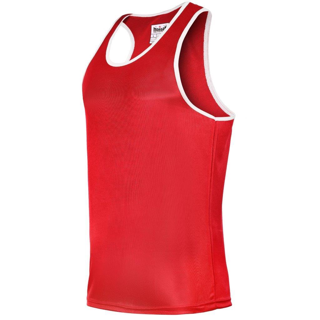 The Fitness Hero Boxing Singlet by Morgan Sports is the perfect blend of dazzle polyester with micro-moisture wicking lining to create a sleek, bold, and incredibly super lightweight, restriction-free boxing singlet that is guaranteed to perform and impress.