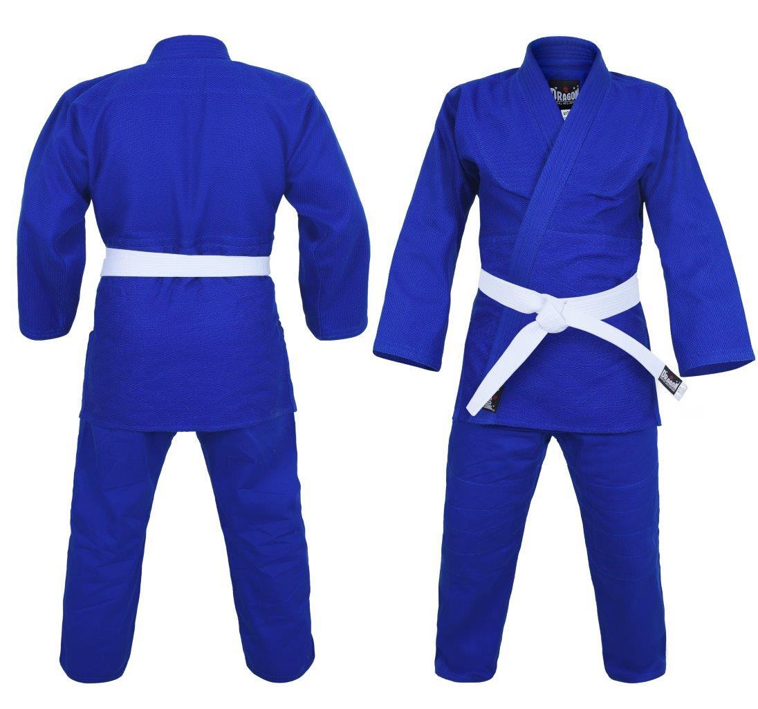 Dragon blue 550gsm 1.5 weave judo uniform with jacket, pants and white belt