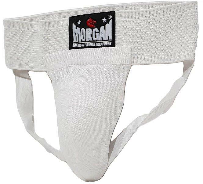 FITNESS HERO Sells the Morgan elastic groin guard is a simple-to-wear and no-fuss groin protector. Designed using an extra-wide and tight elastic strap with additional velcro cup pouch, these jocks allow you to use other cups at any time. The elastic groin guard can be used for virtually any contact sport offering a comfortable and secure fit. available in two colours & 5 sizes. This is the white version