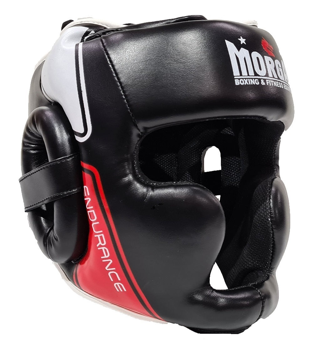 The morgan full head face guard offers great protection for all combat sports. Made from leather and available in 5 sizes. Front image