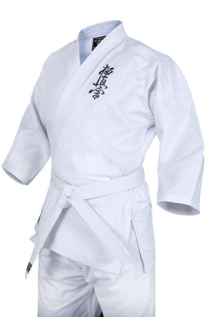 Yamasaki Kyokushinkai karate gi worn, side view