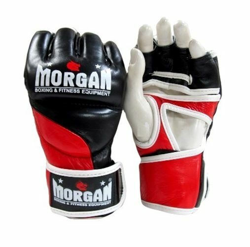 The Fitness Hero platinum MMA gloves from Morgan Sports are a full-grain Nappa leather,  triple layered,  Quad Core integrated padded MMA gloves!  Open palm design with curved anatomic grip assists with punching technique and wicks away sweat and moisture from the hands to keep gloves odour free and long-lasting.