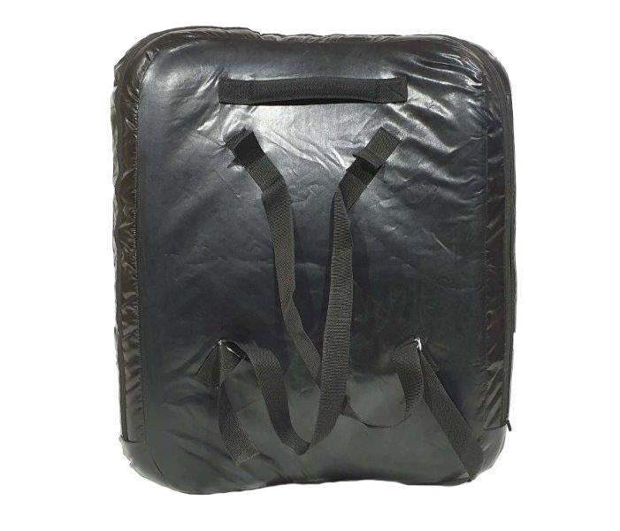 Weight is 6.63kg Curves around the body Adjustable nylon straps Extended padded grip handle