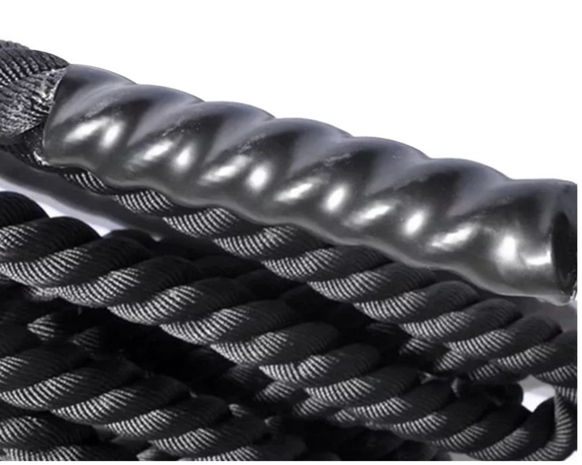 plastic handle covering each end of the rope