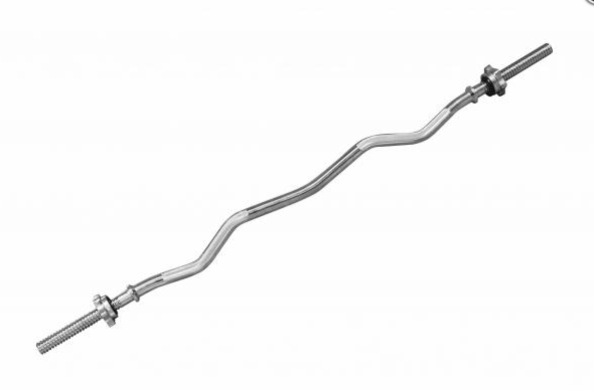 Standard EZ curl bar 1.2m spinlock 25mm chrome - Fitness Hero