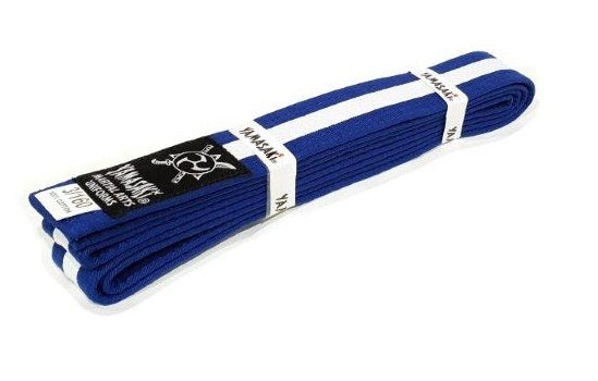 Yamasaki red martial arts belt with white stripe
