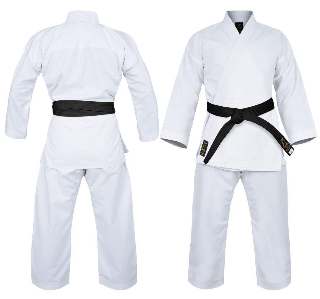 Yamasaki Gold 14oz white brushed canvas karate uniform with jacket and pants