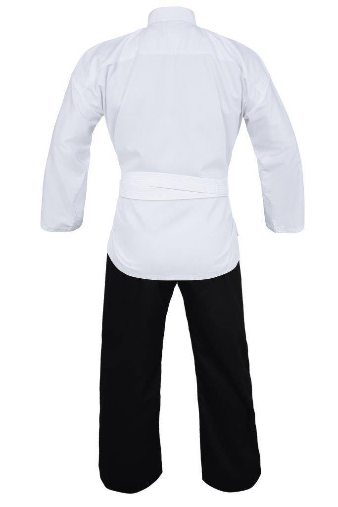 Yamasaki Pro black and white karate gi worn, back view