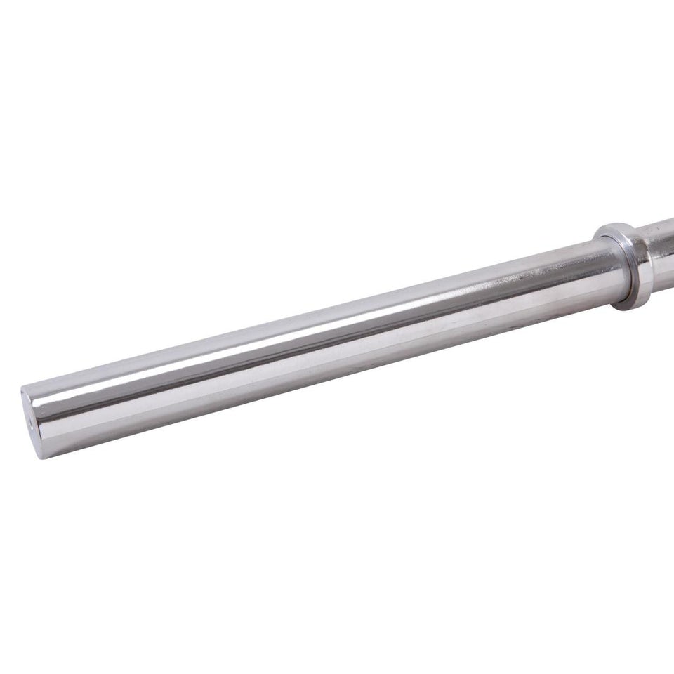 The Fitness Hero pump barbell is 130cm long, With an approx weight of 5Kg. The max load of 110kg. This barbell is suited for 25mm standard plates.