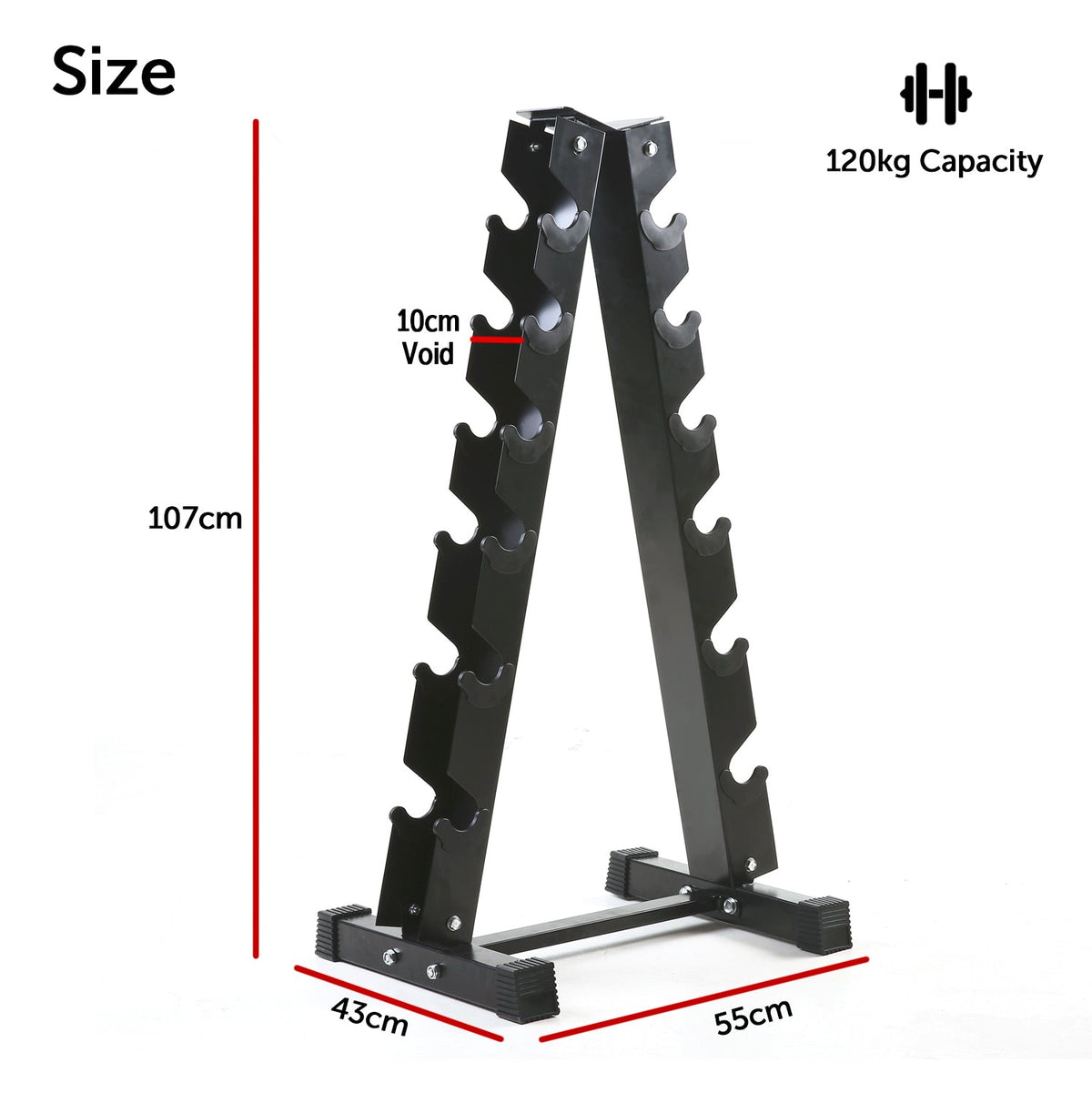 6 Pair Round Dumbbell Set & Vertical Rack - 6 Pairs (2.5kg - 15kg) | Arrives Late April - Fitness Hero Brand new