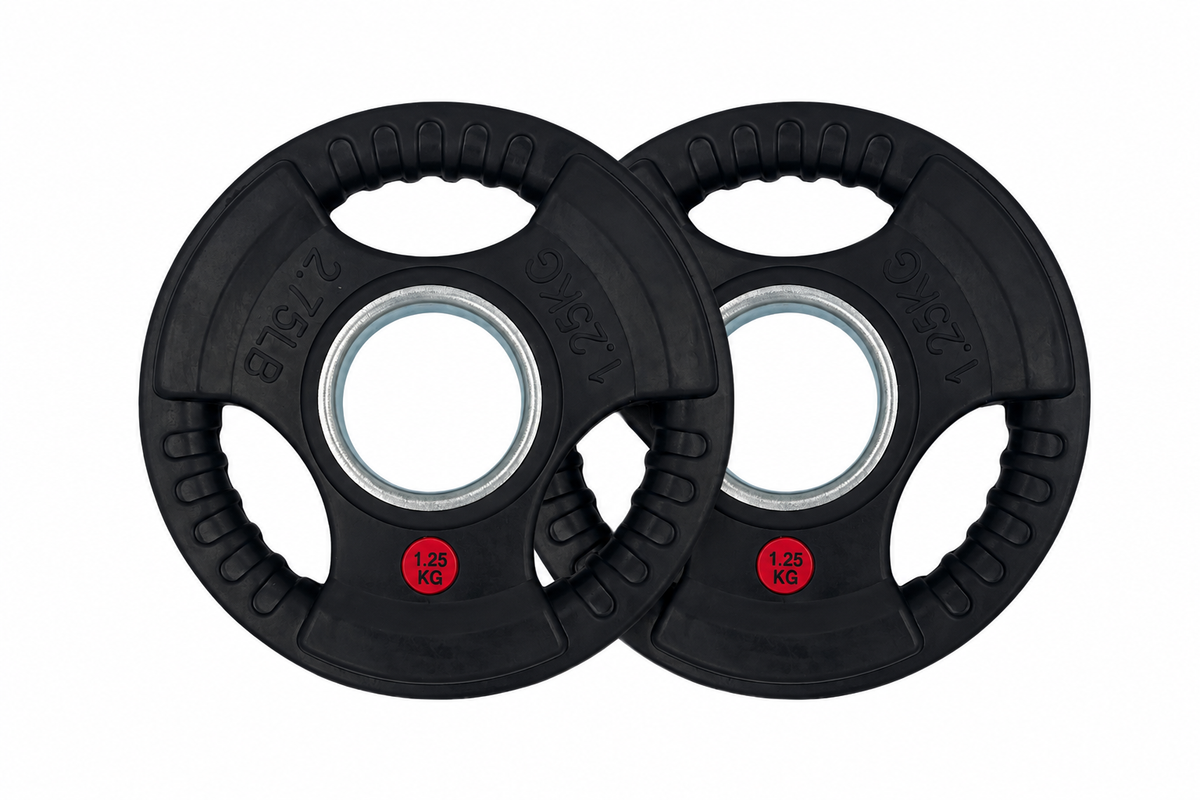 1.25kg Olympic Rubber Coated Tri Grip Plate - pair