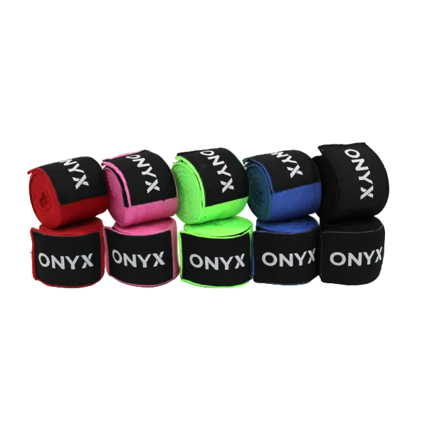 Set of ONYX branded hand wraps in various colors