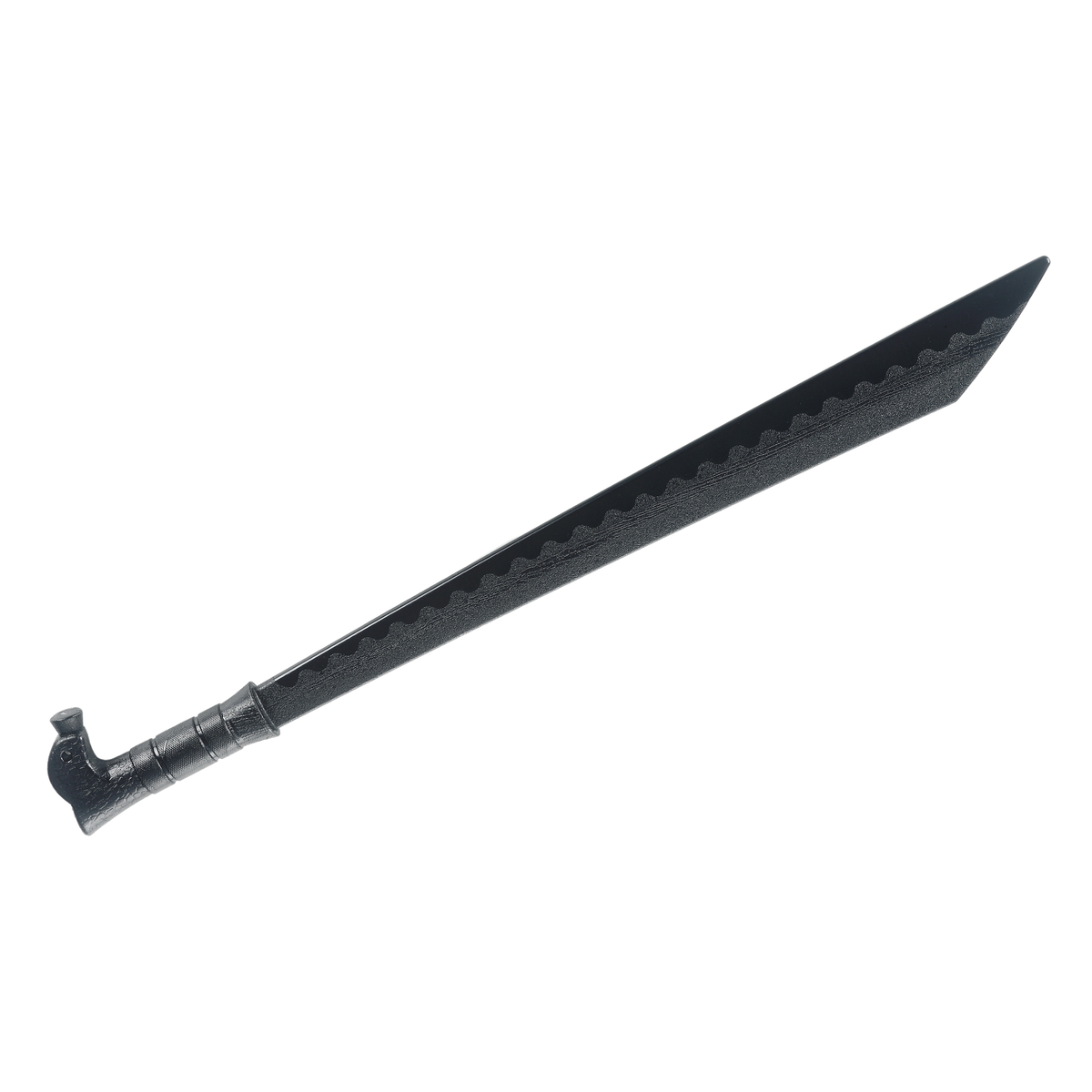 Black polypropylene mandau training sword with textured handle for martial arts forms and controlled practice.