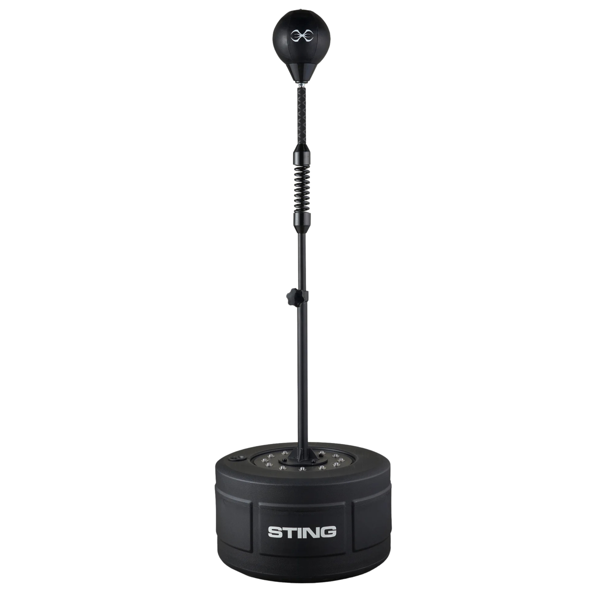 Sting freestanding speedball with adjustable steel frame and round weighted base.