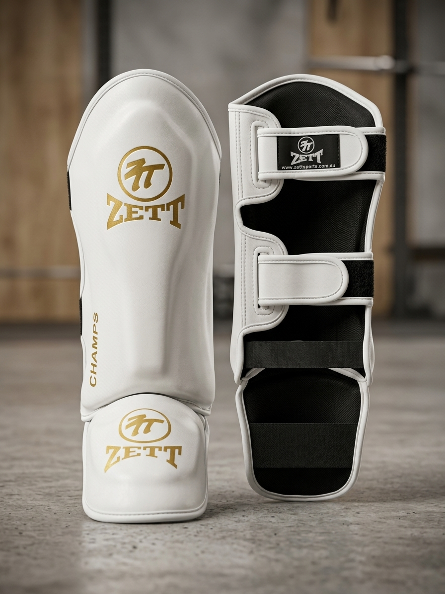 Zett Pro kickboxing shin insteps, front view