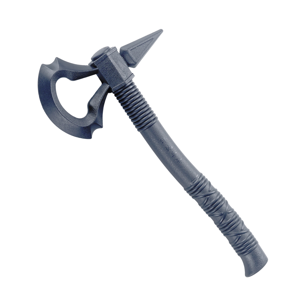 Black polypropylene tomahawk training weapon with textured handle for martial arts forms and controlled practice.