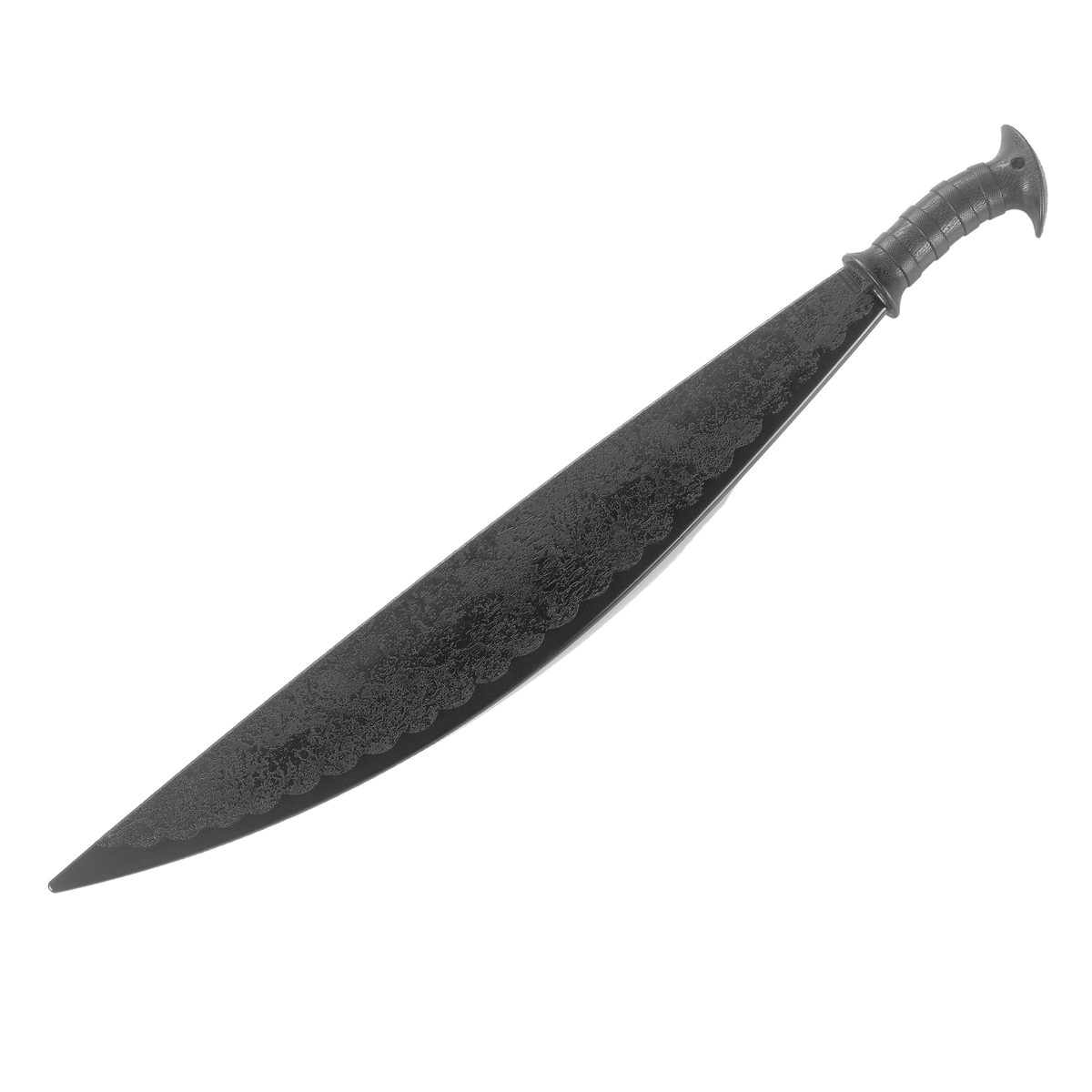 Black polypropylene barong training sword with curved blade profile for martial arts forms and controlled practice.