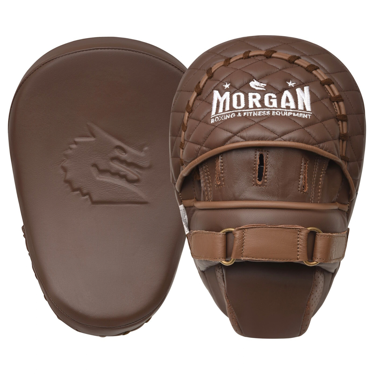 Morgan 1918 Heritage curved leather focus pads - pair in vintage brown