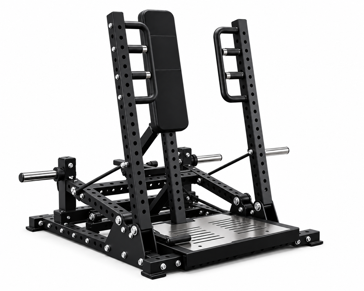 Reload plate loaded standing chest press machine (Coffin Press) in white background