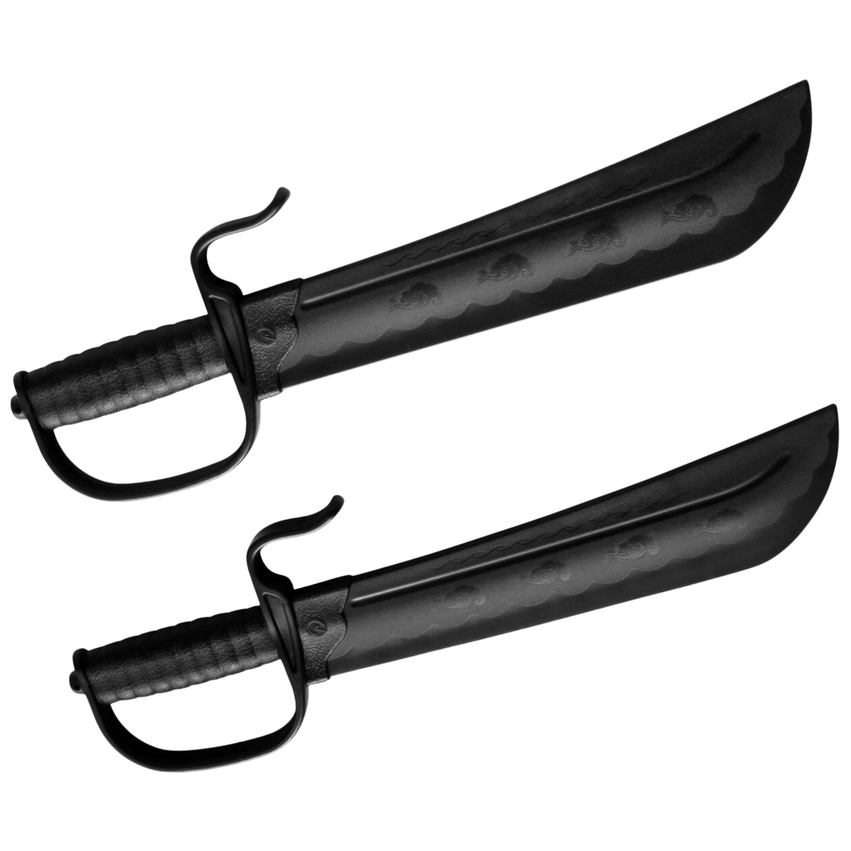 Pair of black polypropylene Wing Chun butterfly training swords for forms and close-range martial arts drills.