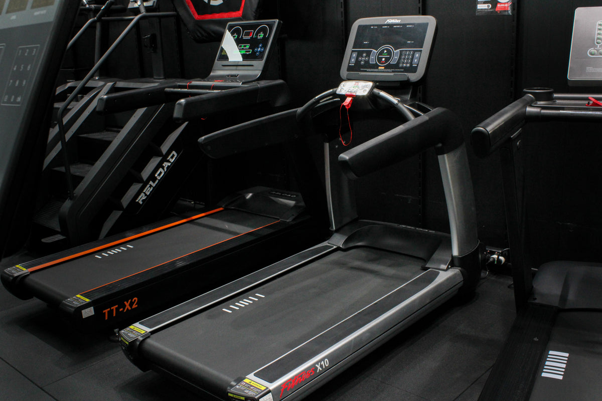 Reload Pro TX-10 Commercial Treadmill - deck and console from the rear