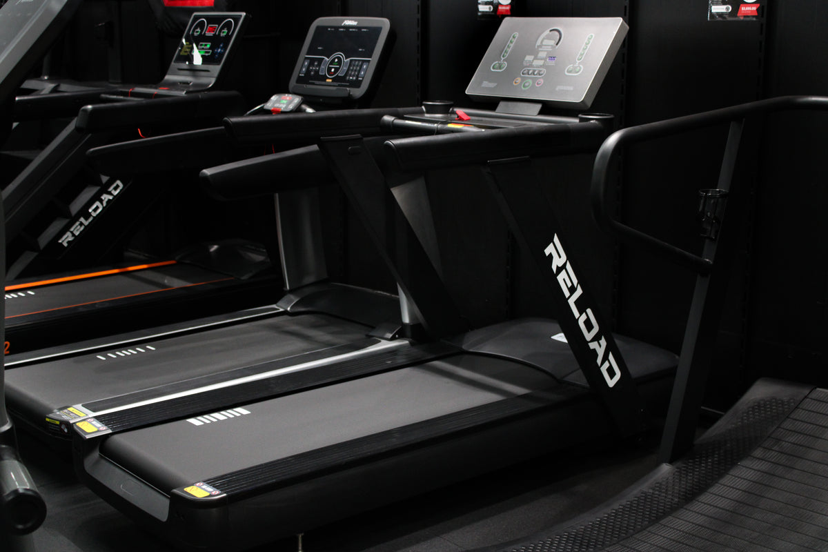 Reload high-performance treadmill with wide running area and shock absorption system