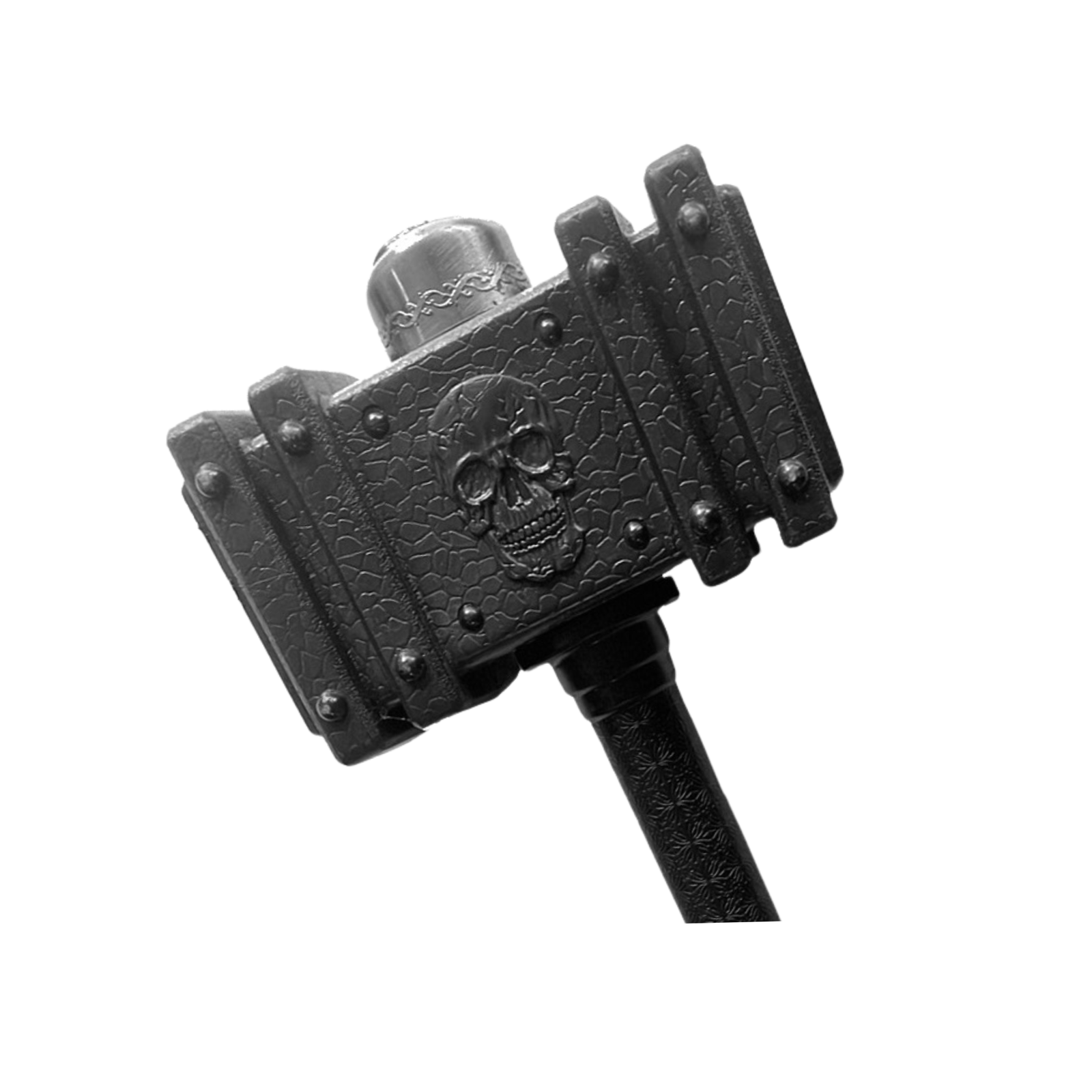 Black polypropylene training hammer with long handle for martial arts forms and controlled weapons practice.