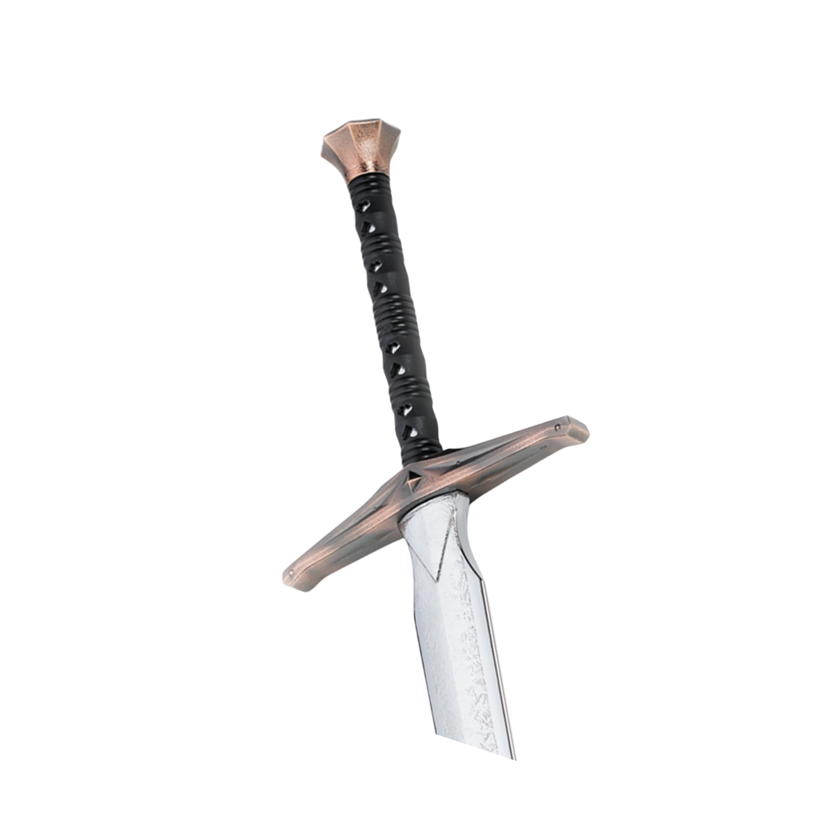Plated 116cm training sword with crossguard and black handle for martial arts forms and controlled practice.
