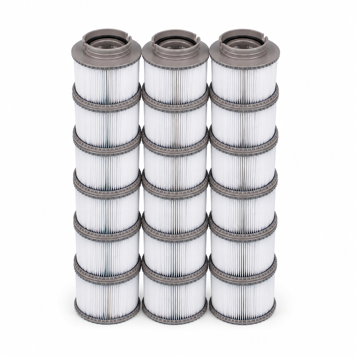18pcs White cylindrical spa filter cartridge with pleated paper and gray end caps.