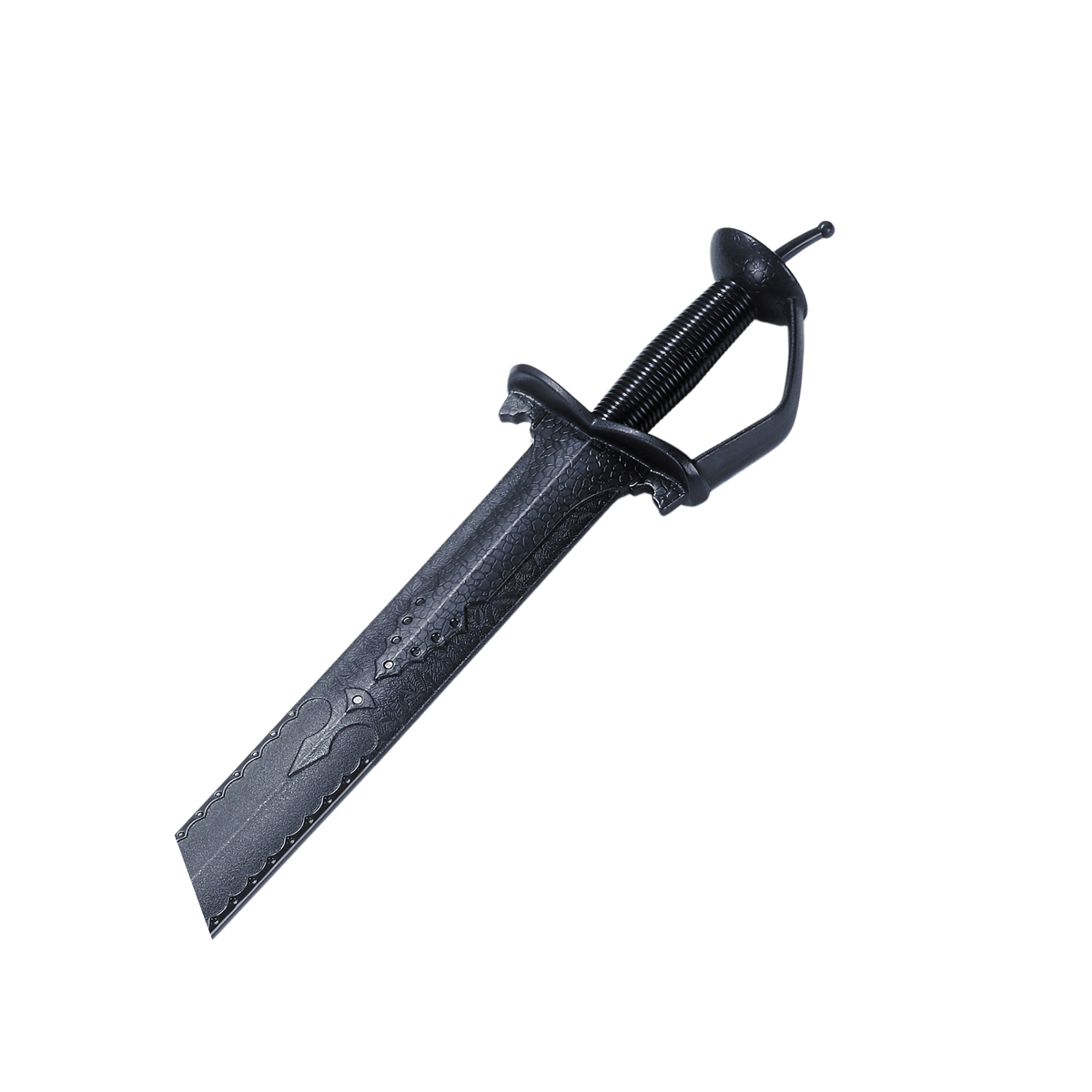 Black polypropylene khanda training sword with long blade profile for martial arts forms and controlled practice.