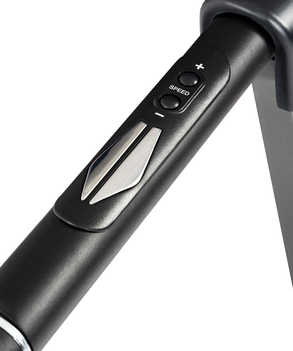 SteadyStrider Treadmill with extended safety rails and backlit LCD display
