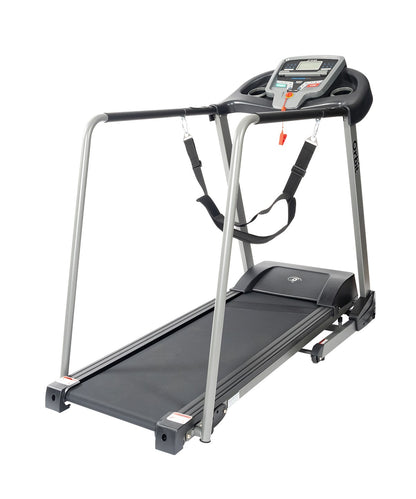 SteadyStrider Treadmill with extended safety rails and backlit LCD display