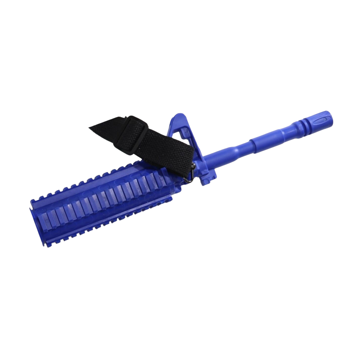 Matte blue TPR M4 closed stock non-functional training rifle for controlled simulation and handling drills.