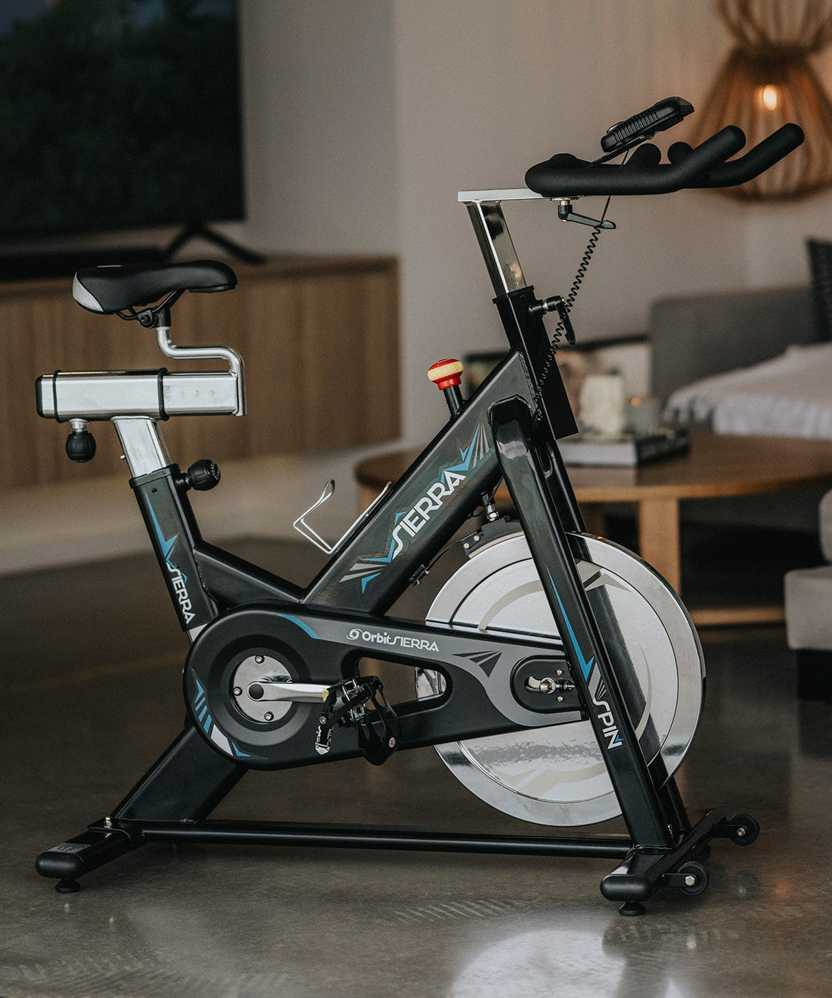 Sierra Spin Bike with 13kg flywheel and adjustable seat and handlebars. Home view