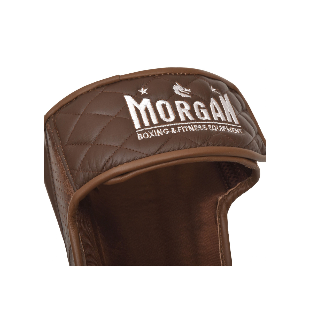 Elastic support strap on Morgan 1918 Heritage leather shin and instep protectors