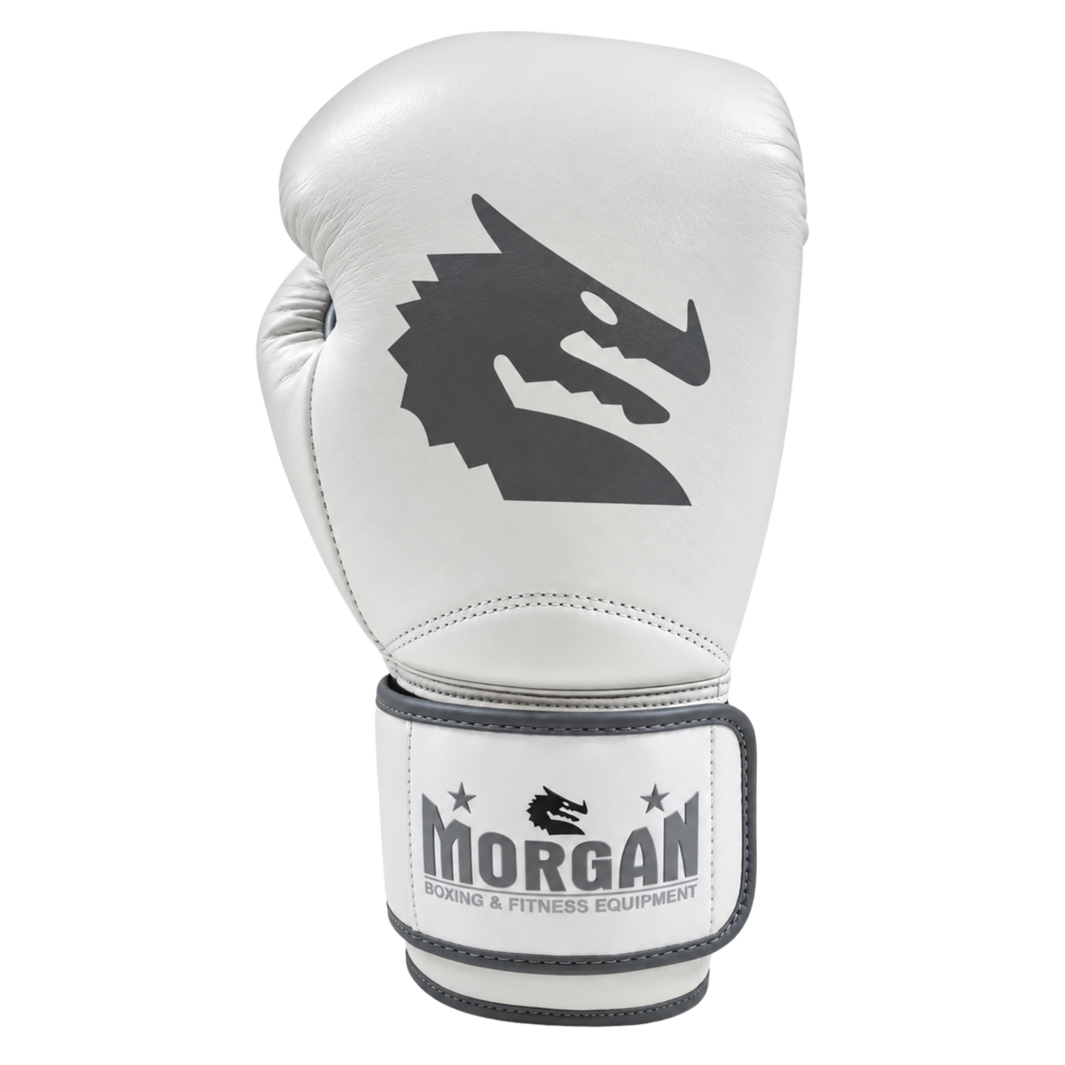Morgan White Knight Boxing Gloves front strap