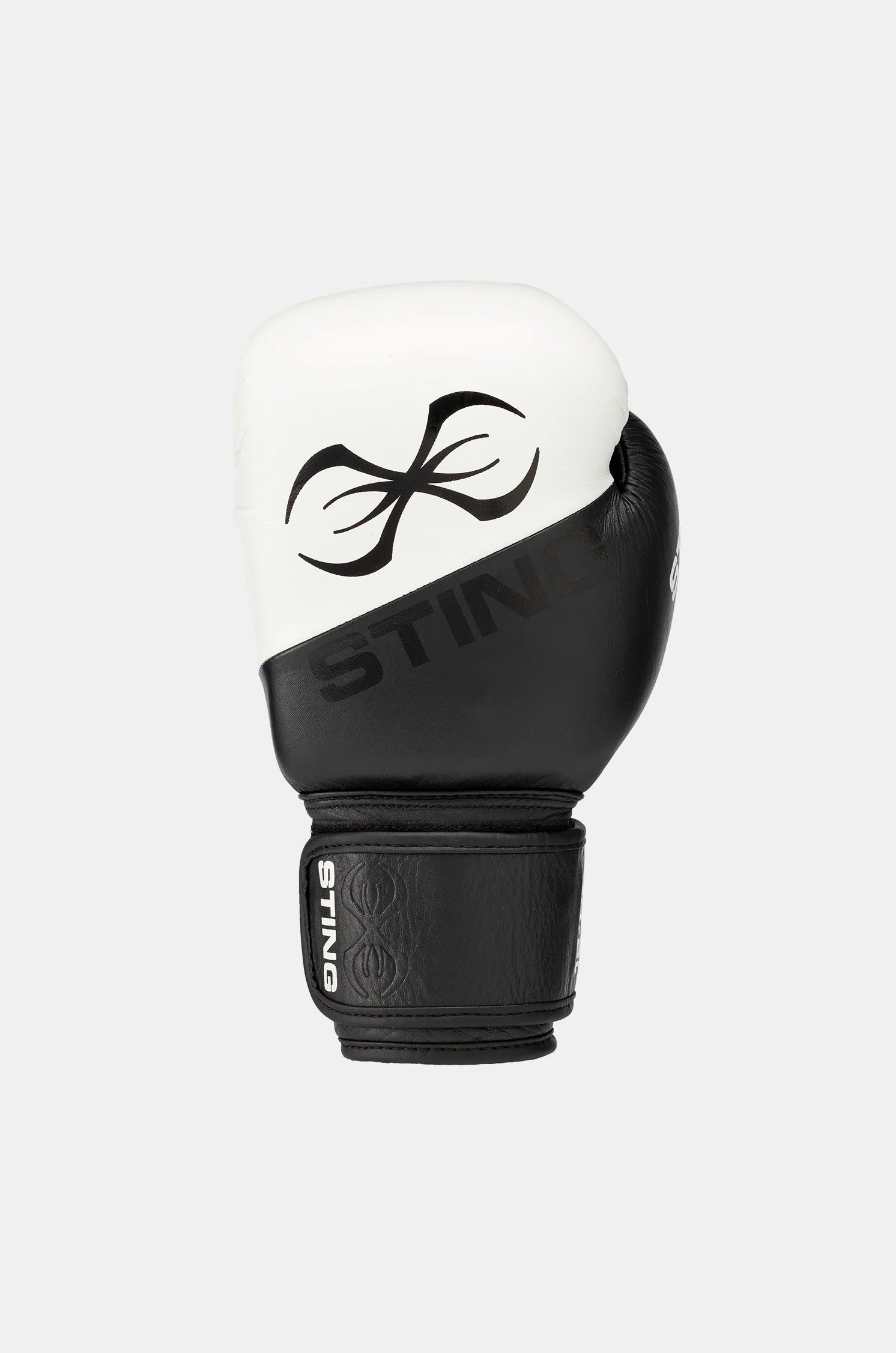 sting orion boxing gloves white black leather training